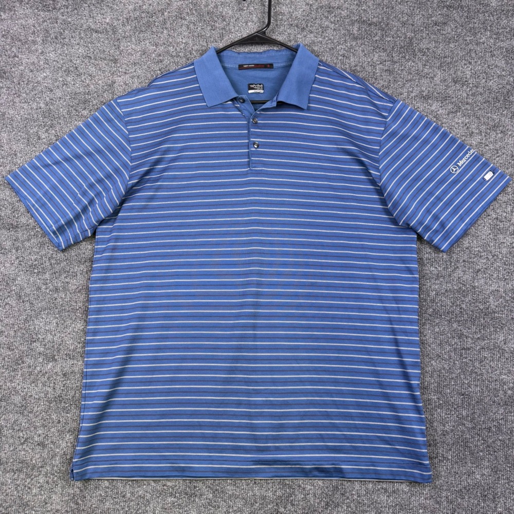 Nike Tiger Woods Collection Mens XL Blue Striped Mercedes-Benz Golf Polo Shirt